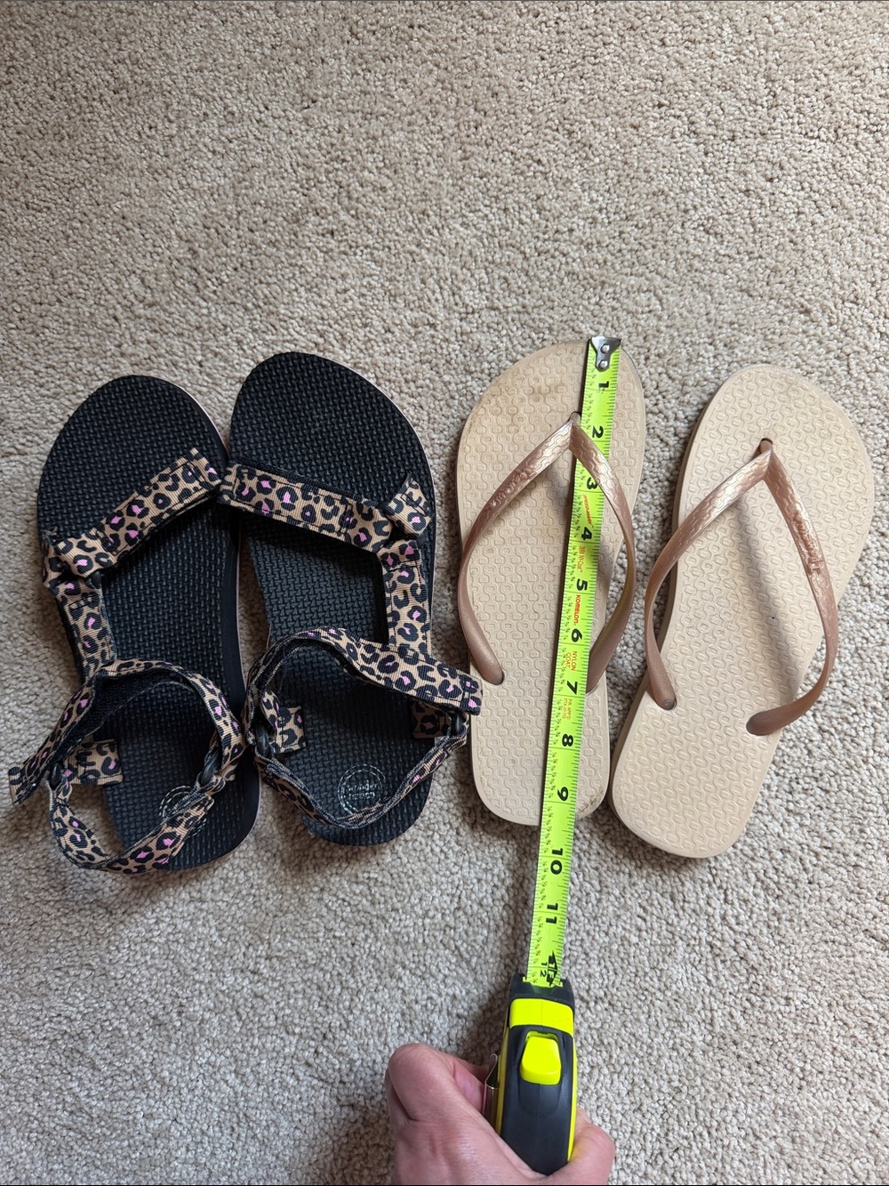 Leopard Print Sport Sandals + Gold Flip Flops Size 6